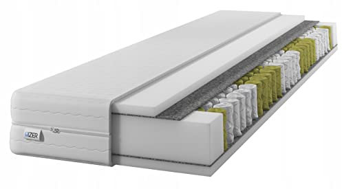 IZER Matratze Gold 140x200 cm / 7-Zonen/Taschenfederkern/Versteppter Bezug / H3 / Zweiseitig Federkern