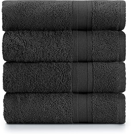 Tuiste Handtücher Anthrazit Grau |%100 Baumwolle Handtuch 4 Teilig (50x90) | Weich und Saugstark | Farbe : Anthrazit Grau