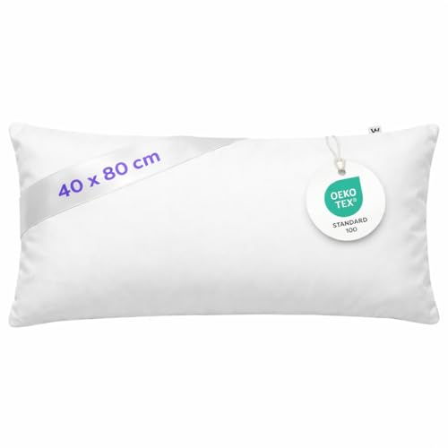 Wolkenfeld Kopfkissenbezug 40x80 – Kissenbezug für langes Kissen & Seitenschläferkissen – Öko-Tex Zertifiziert – Verdeckter Reißverschluss – Pflegeleicht & atmungsaktiv – Weiß