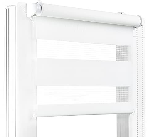 Fenster DEKOR - Rollos für Fenster Weiß - Klemmfix Rollo ohne Bohren 150 x 50 cm - Doppelrollo mit einer breiten Auswahl an Größen und Farben - Blickdichte Rollos, einfach zu montieren