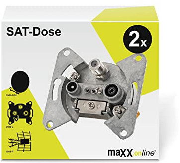 maxx.onLine 2 STK. 3loch SAT-Dose 0,5–2400 MHz, unicable tauglich, Enddose, Antennendose, Aufputz & Unterputz, DC Pass, Class A, DVB-C, DVB-S/S2, DVB-T/T2
