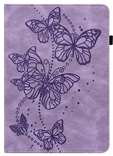 XFDSFDL® Protective Cover for Samsung Galaxy Tab S2 SM-T810/T815 (9.7 Inch) PU Leather Flip Case Butterflies Flying Pattern with Built Stand Holster Wallet Device Shell Purple
