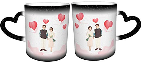 CENPENYA 2 Pezzi Tazza Magica Personalizzata con Foto Tazze in Ceramica Termosensibile Personalizzata per San Valentino Compleanno Anniversari Natale (Color : Black)