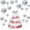 40 Stück Mini Cupcake Topper Schaum Runde Ball Ballon Kuchendeckel Backformen Dekoration Werkzeuge Perlen DIY Kuchen Topper Picks für Valentinstag Geburtstag Hochzeit Bedarf Deko (Silber)