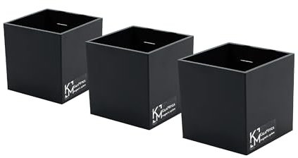 KalaMitica - Set mit 3 magnetischen Würfeln 6,5 cm - Schwarz - Aufbewahrungsbehälter oder Vasenhalter mit starkem Magnet für Magnettafeln an der Wand