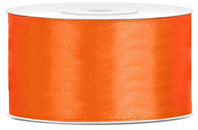 Rolle 25 Meter Satinband Orange 50mm breites Schleifenband orange Schleife Satin Deko Band Geschenkband Geburtstagsgeschenke Stuhlschärpe Hochzeit Tischdeko