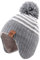 XIAOHAWANG Baby Mütze Winter Klassische Kindermütze Mädchen Jungen Warme Strickmütze mit Pompon Kleinkind Bommelmütze für Outdoor-Aktivitäten (2-4Jahren, Grau-Hut)