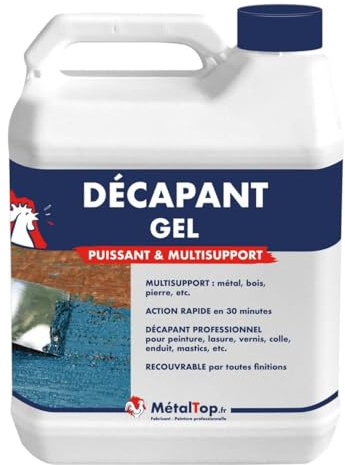 Metaltop - Decapant Gel - 1 L - Enlève peinture, vernis, colle et cire sans abîmer les supports