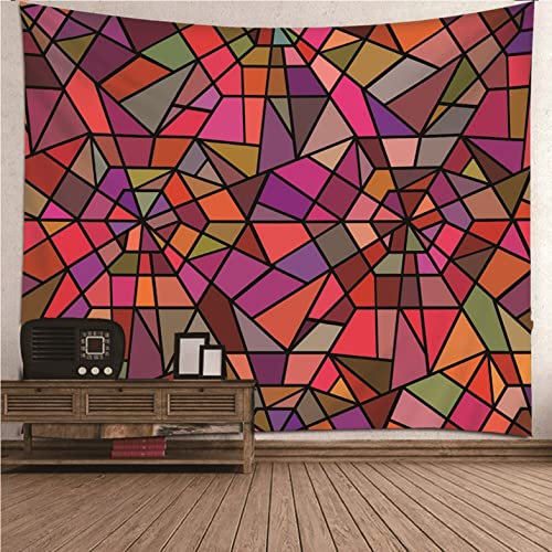 UNZYE Wandbehang Foto Wandtuch Baumwolle Geometrische Muster Wandteppich Wandbehang Tapisserie Lustig Mehrfarbig Art Deco Wanddecke Schlafzimmer Wohnzimmer 100x70CM