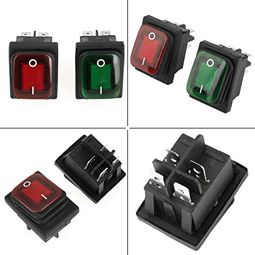 Wippscter 230asserdicht,Kippscter 230V,Rleil Rl2,Wippscter 2 Polig,Panel Offie Terminals Power Rated 4 Pcs Set Schwarz Wasserdicht 4 Pin 2 Position Ein ARot Grün Lampe Wippscter