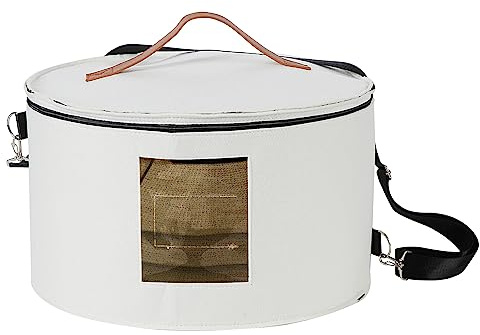 Yugada Hutbox, Hut-Aufbewahrungsbox, 45,7 x 25,4 cm, Reise-Hutboxen für Damen und Herren, rund, weiß, mit Deckel, faltbare Box für Reisen, Stofftiere, Spielzeug, Schrank-Organizer (weiß)