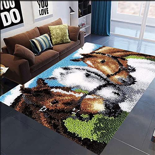 Knüpfteppich Zum Selber Knüpfen,KnüPfen set Erwachsene Knüpfkissen Kreuzstich Set KnüPfset Handarbeit Knüpfset Set Für Kinder Und Anfänger Teppich Knüpfen Set Erwachsene