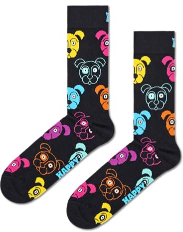 Happy Socks lustige Hund Socken – Socken mit Animal-Print – farbenfrohe Baumwollsocken für Männer und Frauen, 47-51