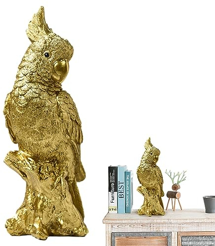 Rianpesn Papageienstatue aus Kunstharz,Harz-Papagei-, Sammlerfiguren - Handbemalte realistische Figur, Vogelstatuen, Kakadu-Skulptur für leichtes Luxus-Harz-