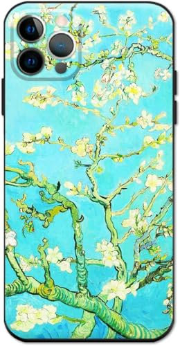 Berkin Arts Compatible with iPhone 15 Pro Max Case Silicone Cover with Screen Protector Post-impressionism Flower (Almond Blossom by Vincent Van Gogh)