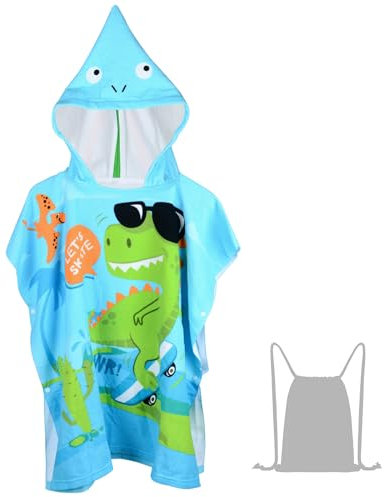 JORAKI Badetücher Badehandtuch Kinder, Mikrofaser Bademantel Badeponcho Strandtuch Kinder Ultra Weich und Saugfähig Handtuch mit Kapuze für Mädchen Jungen Teenager 6-14 Jahre alt