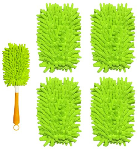 Yicotira Ricarica per spolverino riutilizzabile compatibile con Swiffer Hand Duster, in microfibra, per spolverini Swiffer, manico esteso, 360 ricariche resistenti, confezione da 4 (manico non