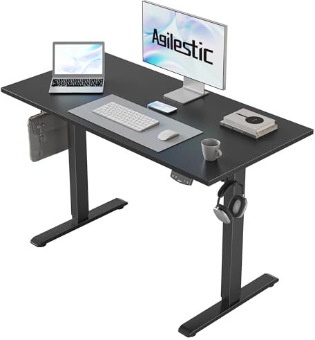 Agilestic Scrivania Regolabile in Altezza, 100 x 60 cm Elettrica scrivania per computer con funzione di memoria, Scrivania da Ufficio e Casa, Nero