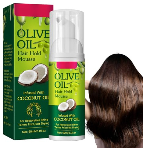Mousse Coiffante à l'Huile d'Olive - Hydratante, Fixation Longue Durée pour Tresses, Boucles, Perruques et Contrôle Frisottis