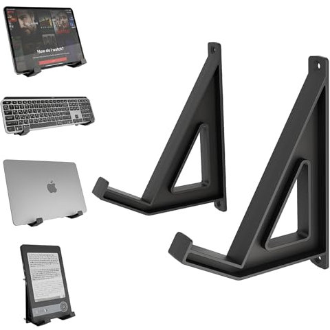 sciuU Soporte de Pared Universal para Tablet, Teclado, Portátil, eReader - Compatible con iPad, Logitech, Razer, Samsung, Surface - Instalación Adhesivo o Tornillos, para Dispositivos Grosor < 3cm