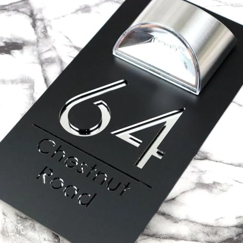 mxn Acrílico Personalizado Moderno Placas De Nombre Casa Exterior Con Luz Solar, 25*45cm, Plata Negra