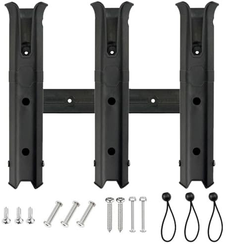 KOVNISE Angelrutenhalter, 3 Rohr-Angelrutenhalter, Wandmontage, Rutenhalter, Tragbare Angelrutenhalter für Boote, Garage, Kühler, Anhänger (Schwarz)