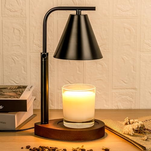 Kerzenwärmer Lampe, Höhenverstellbar Candle Warmers mit Timer und Dimmer, Duftlampe Elektrisch Home Decors, Geschenke für Frauen Geburtstagsgeschenk, Aroma Diffusers mit 2 Glühbirnen, Schwarz