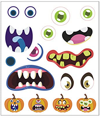Yjcnelcr Halloween-Dekorationen, 1 Blatt, Halloween-Kürbis-Dekoration, Aufkleber, lustig, niedlich, Ausdruck, Basteln, Kürbisse, Jack-O-Lantern-DIY-Gesichtsaufkleber für Partyzubehör