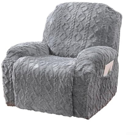Schonbezug für Liegestuhl mit geometrischem Jacquard, Plüsch, Polyester-Stoff, vielseitige Passform, Bezug für Liegestuhl (grau)