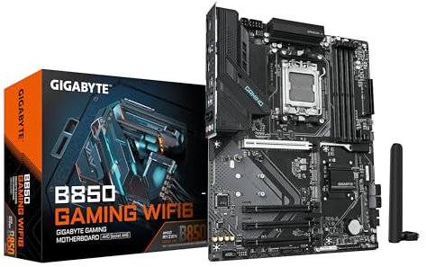 GIGABYTE B850 GAMING WIFI6 Motherboard - AMD Ryzen 9000 Series CPUs, 6+2+2 Phasen Digital VRM, up to 8200MHz DDR5 (OC), 1xPCIe 5.0 + 2xPCIe 4.0 M.2, GbE LAN, WIFI 6, USB 3.2 Gen 2