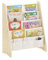 SoBuy Montessori Bücherregal Kinder Regal Kinderzimmer mit 4 Stofffächern Aufbewahrung Spielzeug & Bücher Kinderregal Hängefächerregal Natur 63x76x28cm KMB50-N