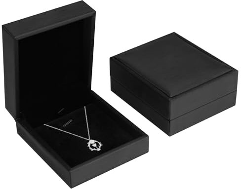 2 Stück Halskettenbox, Schmuck-Etui Für Kette, Schmuck Geschenkbox Kette, Halskette Geschenkbox, Schmuckschachtel, PU Single Grid Schmuckschatulle Für Hochzeit Anniversay Valentines Day, Schwarz
