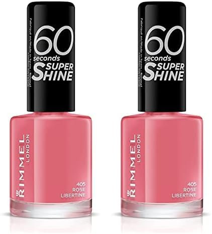 Rimmel 60 Seconds Super Shine Nail Polish - 8 ml, Rose Libertine (Pack of 2)