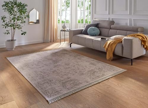 Taracarpet Kurzflor Designer Teppich modern Orientteppich für Wohnzimmer Schlafzimmer und Esszimmer Vintage Medallion rosa 135x195 cm