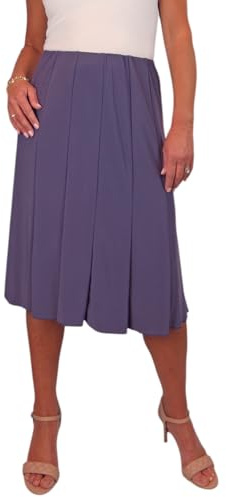 Women's 26 Midi Flare Skirt With Elasticated Waist Purple 8-22 (XXL)