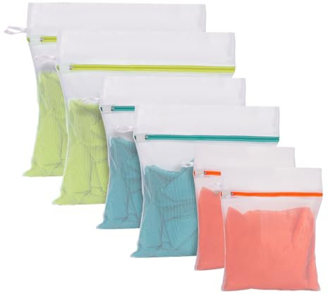 6 Pack Mesh Laundry Bags,Laundry Bags for Washing Machine,Reuse Washing Bag for Laundry, for Delicates Blouse, Hosiery, Underwear, Bra, Lingerie, Baby Clothes(2M 30x40 2L 40x50 2XL 50x60)