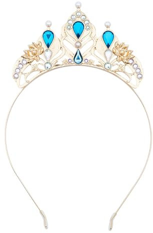 Disney Store Official Diadème Jasmine pour Enfants, Aladdin, Accessoire de déguisement avec Finition dorée, Fleurs de Lotus et Strass bleutés