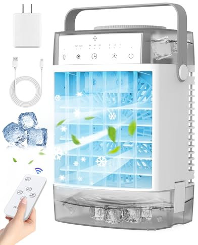 Aire acondicionado portátil, enfriador de aire evaporativo personal, tanque dual de 1600 ml, 2 modos de niebla y 55 dB ultra silencioso, ventilador de refrigeración de escritorio alimentado por USB