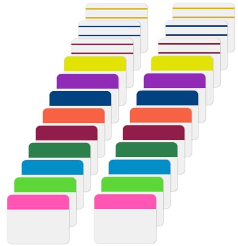 Vylro 480 Stück Haftstreifen,Kleberegisterkarten,5×4cm Page Markers Tabs | Seitenmarkierungen,Sticky Index Tabs,Griffregister Klebezettel zum Markieren für Büro,Dokumente,Bücher [24 Sets 12 Farben]