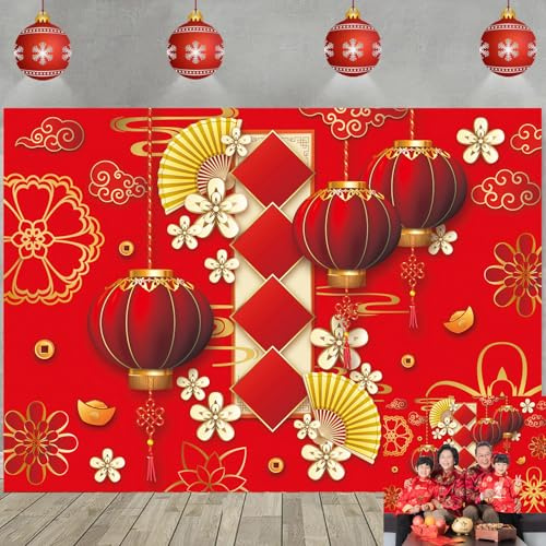 Toile de fond pour le Nouvel An chinois 2026 - Festival traditionnel chinois - Cheval lunaire - Année de photographie - Fond de photographie - Lanterne rouge - Bannière lunaire - Nouvel An