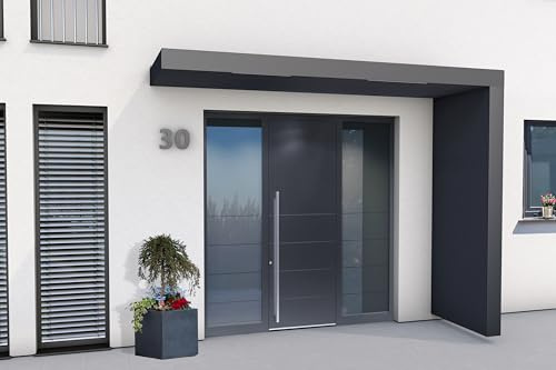 Gutta Rechteckvordach BS Plus 300 mit Seitenteil rechts - Anthrazit | Maße: 300 x 90 x 15,5 cm und Seite 220 x 90 x 14,5 (BxTxH)
