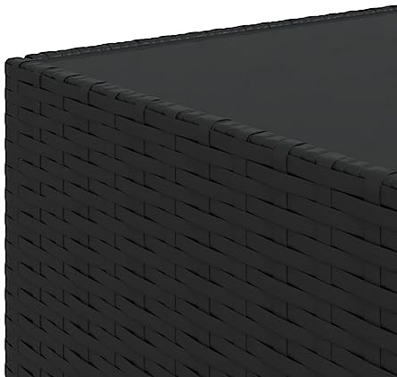 Generic Quadratischer Gartentisch, Stabiles Gestell, Wetterbeständiges Material, Tischplatte aus Gehärtetem Glas, Empfohlen für Garten und Terrasse, Einfache Montage, Schutzhülle für den (Schwarz)