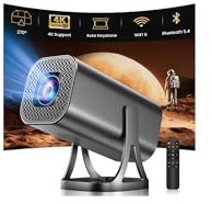 Vidéoprojecteur Mini Rétroprojecteur Projecteur Vidéo Portable 1080P 4K WiFi 6 BT 5.4 Rotation 270° Trapézoïdale Automatique Compatible avec HDMI/USB/TV Stick