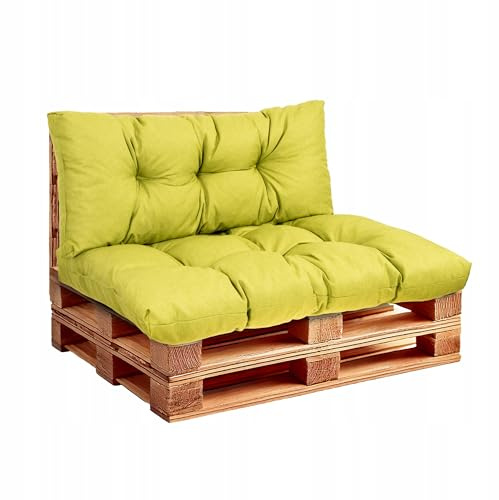 Wool & Home Palettenkissen Set für Gartenmöbel 120x80 + 120x40 cm 2-Teilig (für 1 Palette) - Sitzkissen Outdoor für Europaletten, Gartenkissen Set, Palettenmöbel Grün