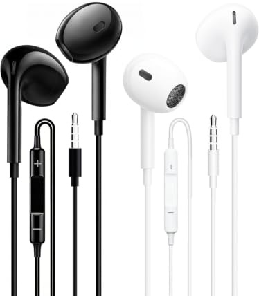 2 Pack Kopfhörer, Kabelgebundene Ohrhörer, Sport in Ear Stereo Kopfhörer mit Mikrofon, für iPhone, iPod, iPad, MP3, Huawei, Samsung, kompatibel mit Allen Kopfhörern mit 3,5 mm Klinke