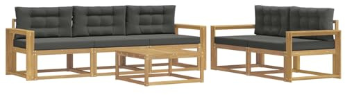 vidaXL Outdoor-Sofagarnitur mit Kissen 6 pcs Weiß und Anthrazit, Hochmodernes Gartenmöbel Set, Sofakollektion für draußen, Lounge für Garten, Poolbereich Sitzgruppe