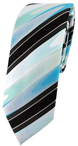 TigerTie - schmale Designer Krawatte in mint grün türkis schwarz anthrazit grau gestreift
