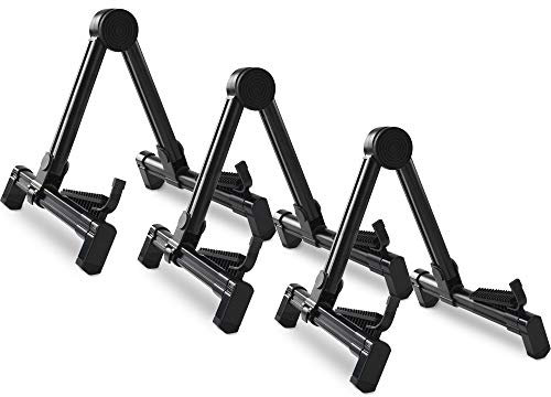 ROCKTILE 3x GSF-2020B Universal Gitarrenständer (für alle Gitarren, Bässe & ähnliche geeignet, aus leichtem und stabilem Aluminium, klappbar, zahlreiche Einstellmöglichkeiten) Schwarz Set
