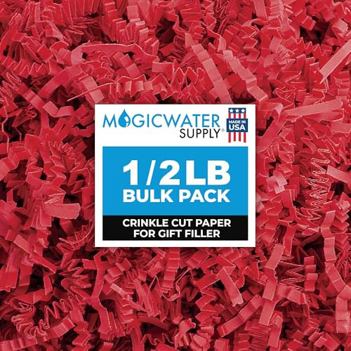 MagicWater Crinkle Cut Paper for Gift Baskets - 1/2LB - Red