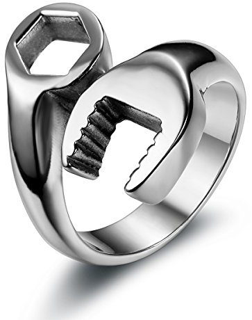 OIDEA Anello Uomo Biker Meccanico Acciaio Inossidabile Argento Misura 27